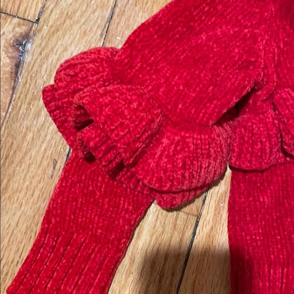 CAT & JACK Red Chenille Ruffle Sweater - Picture 2 of 3